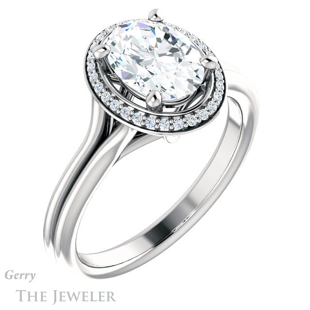 Oval Shaped Forever One Moissanite Engagement Ring #GTJ1045-oval-fo-w