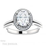 Oval Shaped Forever One Moissanite Engagement Ring #GTJ1045-oval-fo-w