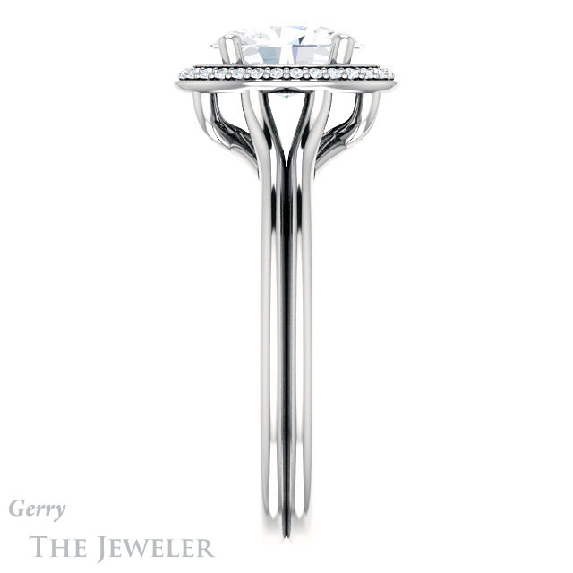 Oval Shaped Forever One Moissanite Engagement Ring #GTJ1045-oval-fo-w
