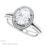 Oval Shaped Forever One Moissanite Engagement Ring #GTJ1045-oval-fo-w