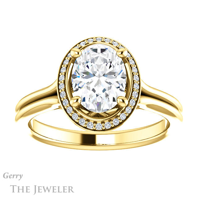 Oval Shaped Forever One Moissanite Engagement Ring #GTJ1045-oval-fo-y 1 Oval Shaped Forever One Moissanite Engagement Ring #GTJ1045-oval-fo-y