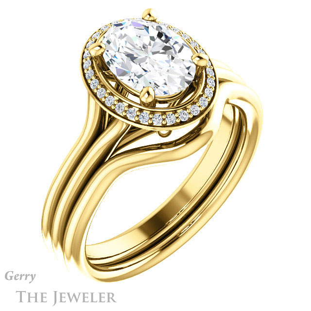 Oval Shaped Forever One Moissanite Engagement Ring #GTJ1045-oval-fo-y 6 Oval Shaped Forever One Moissanite Engagement Ring #GTJ1045-oval-fo-y