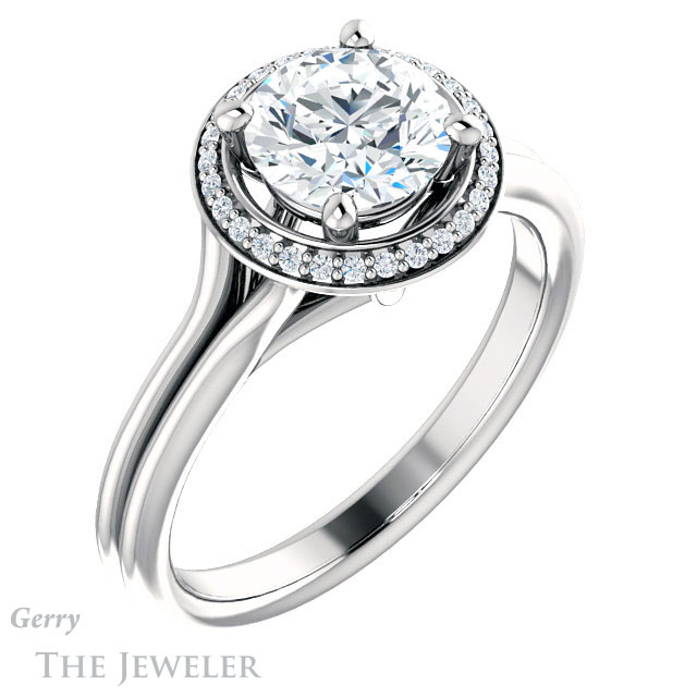 Round Cut Forever One Moissanite Engagement Ring #GTJ1045-round-fo-w 4 Round Cut Forever One Moissanite Engagement Ring #GTJ1045-round-fo-w