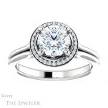 Round Cut Forever One Moissanite Engagement Ring #GTJ1045-round-fo-w 1 Round Cut Forever One Moissanite Engagement Ring #GTJ1045-round-fo-w