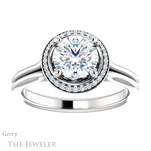 Round Cut Forever One Moissanite Engagement Ring #GTJ1045-round-fo-w 1 Round Cut Forever One Moissanite Engagement Ring #GTJ1045-round-fo-w