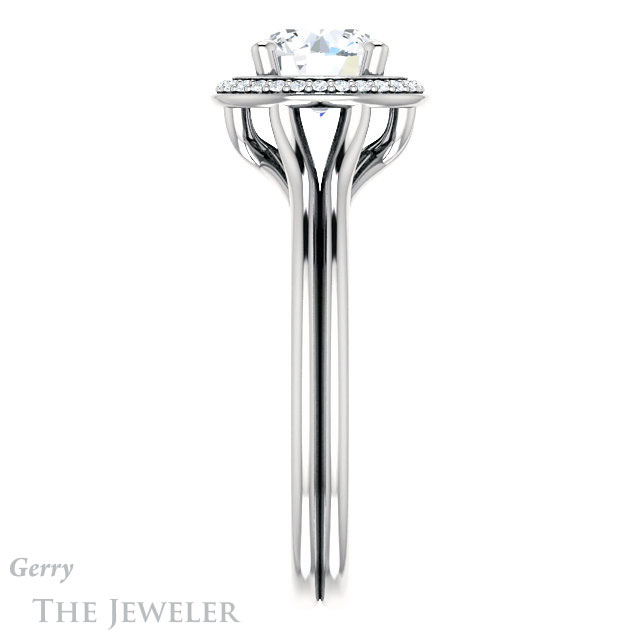 Round Cut Forever One Moissanite Engagement Ring #GTJ1045-round-fo-w 3 Round Cut Forever One Moissanite Engagement Ring #GTJ1045-round-fo-w