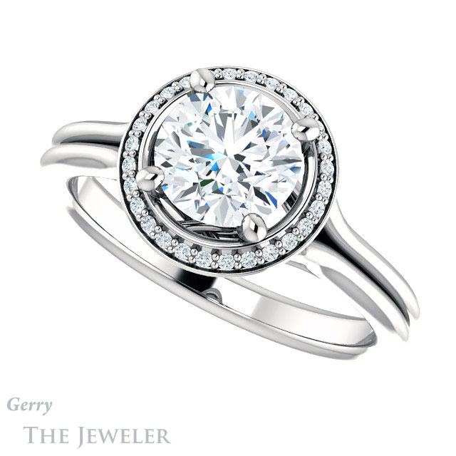 Round Cut Forever One Moissanite Engagement Ring #GTJ1045-round-fo-w 5 Round Cut Forever One Moissanite Engagement Ring #GTJ1045-round-fo-w