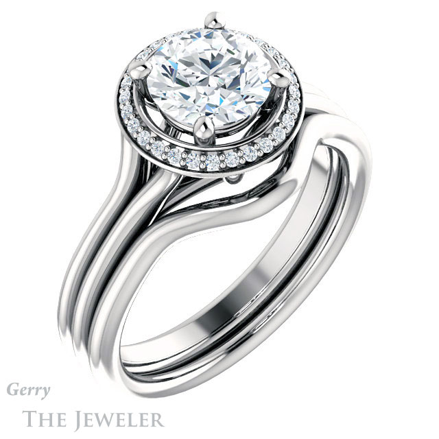 Round Cut Forever One Moissanite Engagement Ring #GTJ1045-round-fo-w 6 Round Cut Forever One Moissanite Engagement Ring #GTJ1045-round-fo-w