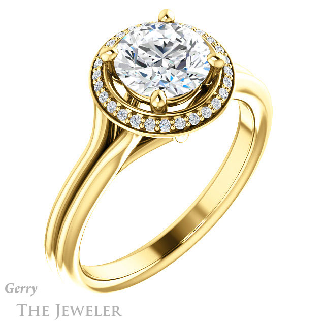 Round Cut Forever One Moissanite Engagement Ring #GTJ1045-round-fo-y 4 Round Cut Forever One Moissanite Engagement Ring #GTJ1045-round-fo-y