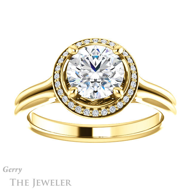 Round Cut Forever One Moissanite Engagement Ring #GTJ1045-round-fo-y 1 Round Cut Forever One Moissanite Engagement Ring #GTJ1045-round-fo-y