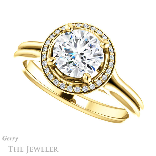 Round Cut Forever One Moissanite Engagement Ring #GTJ1045-round-fo-y 5 Round Cut Forever One Moissanite Engagement Ring #GTJ1045-round-fo-y