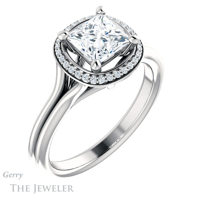 Princess Cut Forever One Moissanite Engagement Ring #GTJ1045-square-fo-w