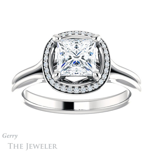 Princess Cut Forever One Moissanite Engagement Ring #GTJ1045-square-fo-w