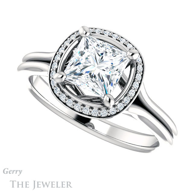 Princess Cut Forever One Moissanite Engagement Ring #GTJ1045-square-fo-w