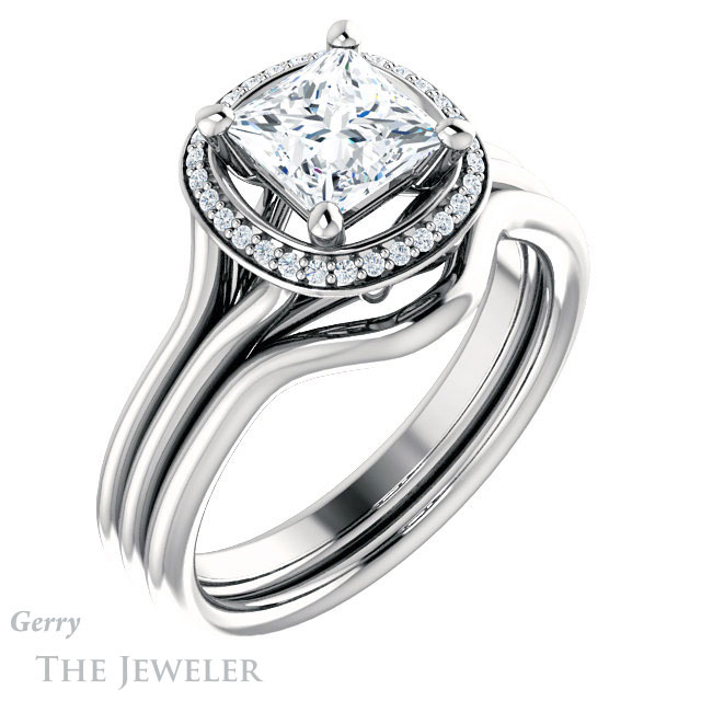 Princess Cut Forever One Moissanite Engagement Ring #GTJ1045-square-fo-w