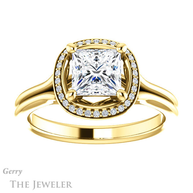 Princess Cut Forever One Moissanite Engagement Ring #GTJ1045-square-fo-y