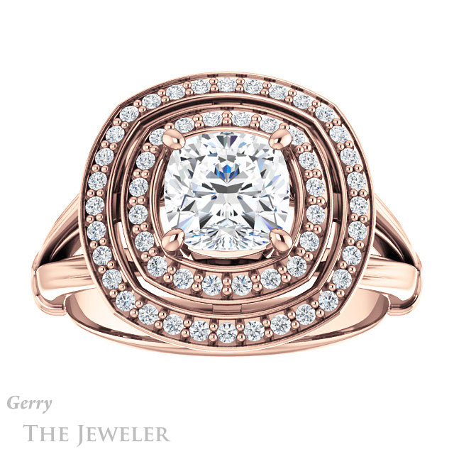Cushion Cut Forever One Moissanite Engagement Ring #GTJ1046-cushion-fo-r | Gerry The Jeweler Cushion Cut Forever One Moissanite Engagement Ring #GTJ1046-cushion-fo-r