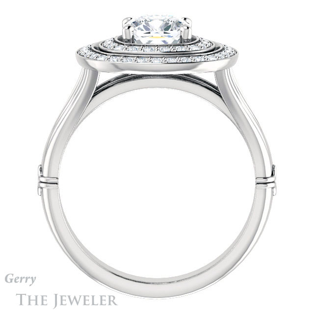 Cushion Cut Forever One Moissanite Engagement Ring #GTJ1046-cushion-fo-w | Gerry The Jeweler Cushion Cut Forever One Moissanite Engagement Ring #GTJ1046-cushion-fo-w