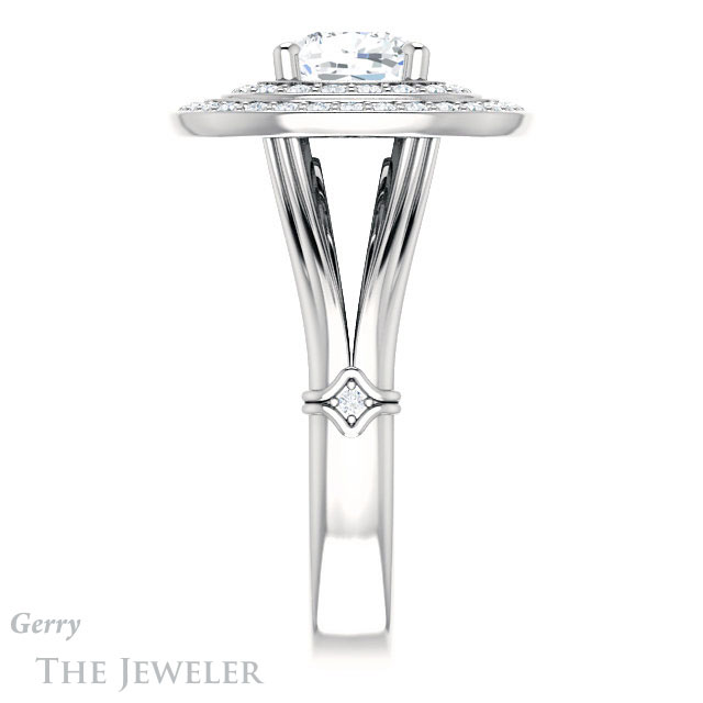 Cushion Cut Forever One Moissanite Engagement Ring #GTJ1046-cushion-fo-w | Gerry The Jeweler Cushion Cut Forever One Moissanite Engagement Ring #GTJ1046-cushion-fo-w