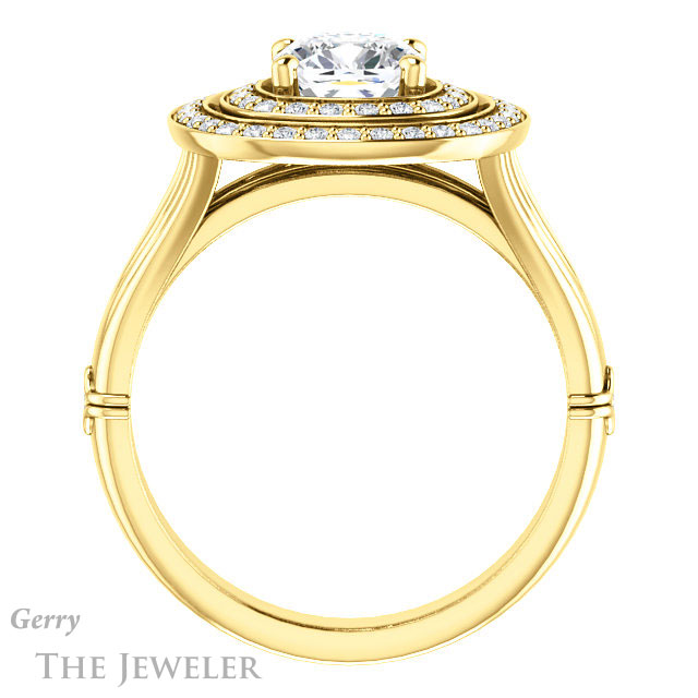 Cushion Cut Forever One Moissanite Engagement Ring #GTJ1046-cushion-fo-y | Gerry The Jeweler Cushion Cut Forever One Moissanite Engagement Ring #GTJ1046-cushion-fo-y