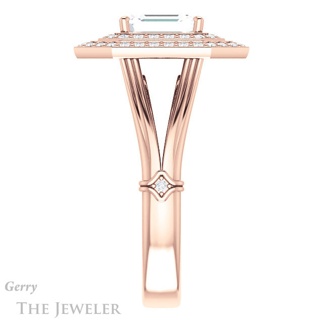 Emerald Cut Forever One Moissanite Engagement Ring #GTJ1046-emerald-fb-r | Gerry The Jeweler Emerald Cut Forever Brilliant Moissanite Engagement Ring #GTJ1046-emerald-fb-r