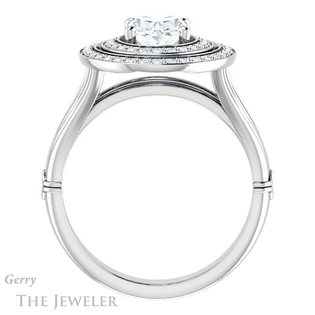 Oval Shaped Forever One Moissanite Engagement Ring #GTJ1046-oval-fo-w | Gerry The Jeweler Oval Shaped Forever One Moissanite Engagement Ring #GTJ1046-oval-fo-w