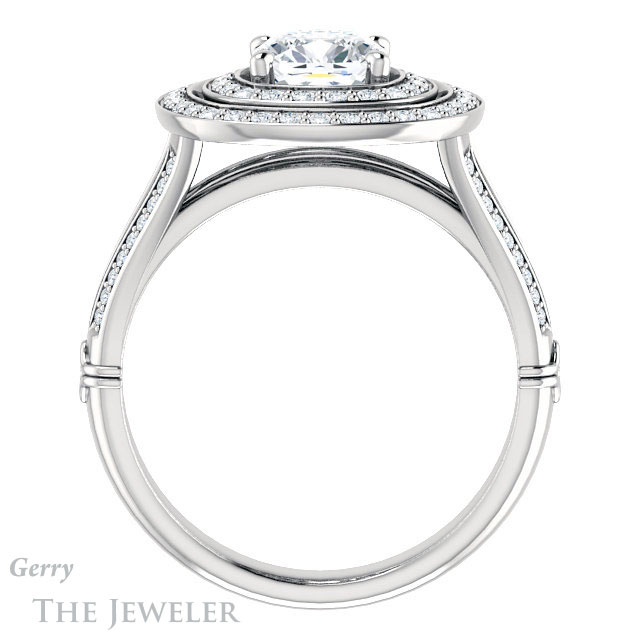 Cushion Cut Forever One Moissanite Engagement Ring #GTJ1047-cushion-fo-w | Gerry The Jeweler Cushion Cut Forever One Moissanite Engagement Ring #GTJ1047-cushion-fo-w