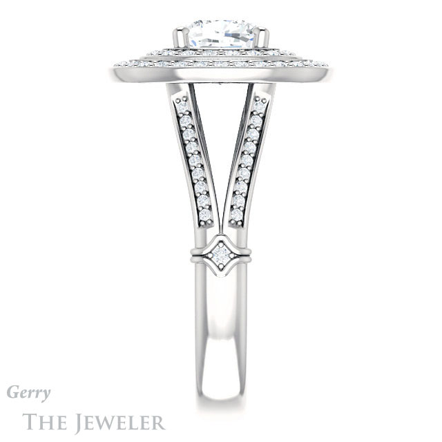 Cushion Cut Forever One Moissanite Engagement Ring #GTJ1047-cushion-fo-w | Gerry The Jeweler Cushion Cut Forever One Moissanite Engagement Ring #GTJ1047-cushion-fo-w