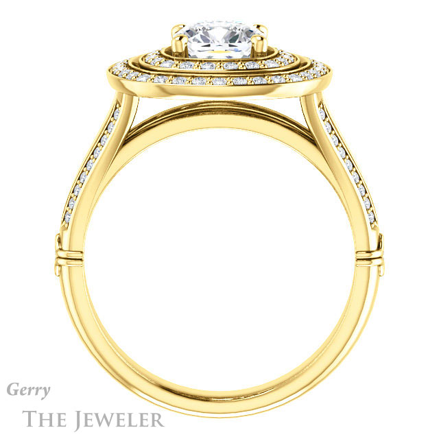 Cushion Cut Forever One Moissanite Engagement Ring #GTJ1047-cushion-fo-y | Gerry The Jeweler Cushion Cut Forever One Moissanite Engagement Ring #GTJ1047-cushion-fo-y