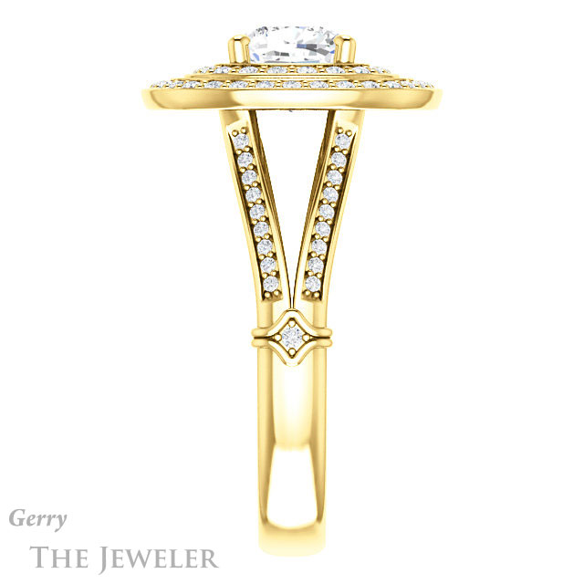 Cushion Cut Forever One Moissanite Engagement Ring #GTJ1047-cushion-fo-y | Gerry The Jeweler Cushion Cut Forever One Moissanite Engagement Ring #GTJ1047-cushion-fo-y