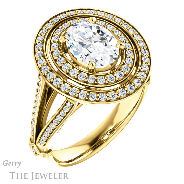 Oval Shaped Forever One Moissanite Engagement Ring #GTJ1047-oval-fo-y | Gerry The Jeweler Oval Shaped Forever One Moissanite Engagement Ring #GTJ1047-oval-fo-y