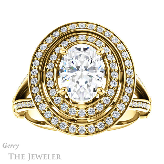 Oval Shaped Forever One Moissanite Engagement Ring #GTJ1047-oval-fo-y | Gerry The Jeweler Oval Shaped Forever One Moissanite Engagement Ring #GTJ1047-oval-fo-y