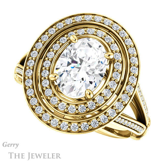 Oval Shaped Forever One Moissanite Engagement Ring #GTJ1047-oval-fo-y | Gerry The Jeweler Oval Shaped Forever One Moissanite Engagement Ring #GTJ1047-oval-fo-y