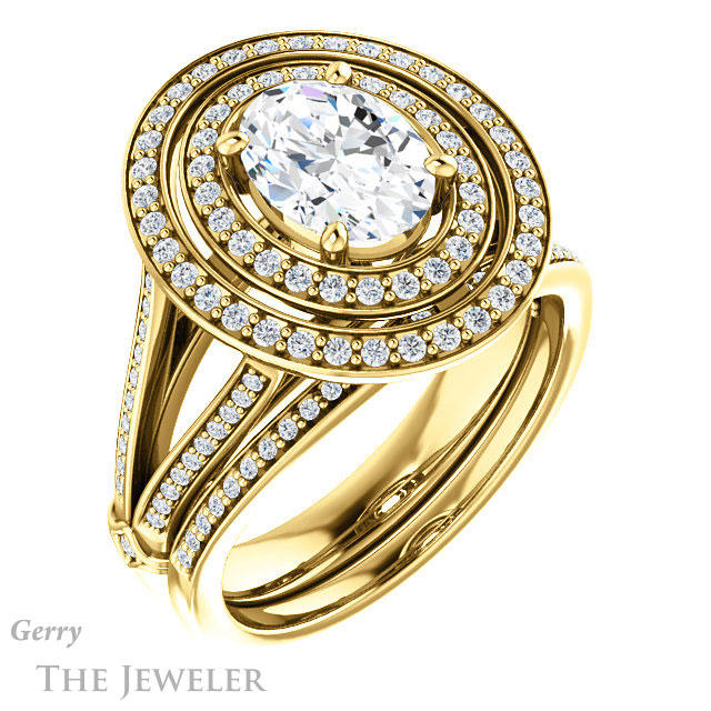 Oval Shaped Forever One Moissanite Engagement Ring #GTJ1047-oval-fo-y | Gerry The Jeweler Oval Shaped Forever One Moissanite Engagement Ring #GTJ1047-oval-fo-y