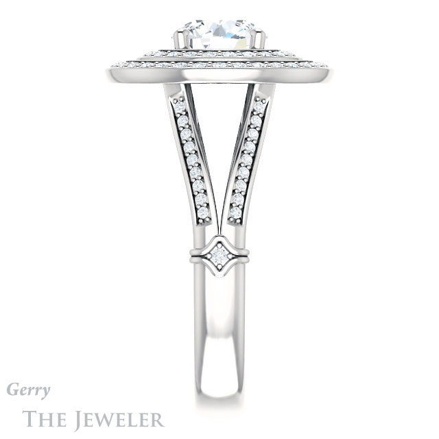 Round Cut Forever One Moissanite Engagement Ring #GTJ1047-round-fo-w | Gerry The Jeweler Round Cut Forever One Moissanite Engagement Ring #GTJ1047-round-fo-w