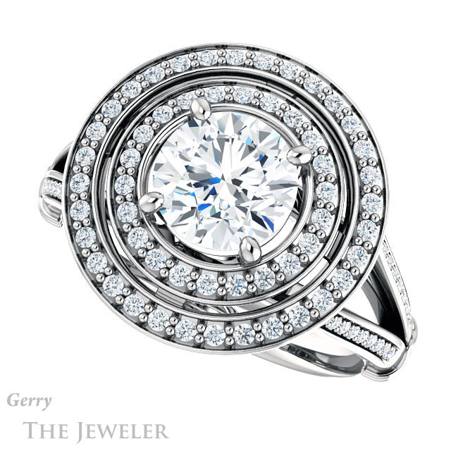 Round Cut Forever One Moissanite Engagement Ring #GTJ1047-round-fo-w | Gerry The Jeweler Round Cut Forever One Moissanite Engagement Ring #GTJ1047-round-fo-w