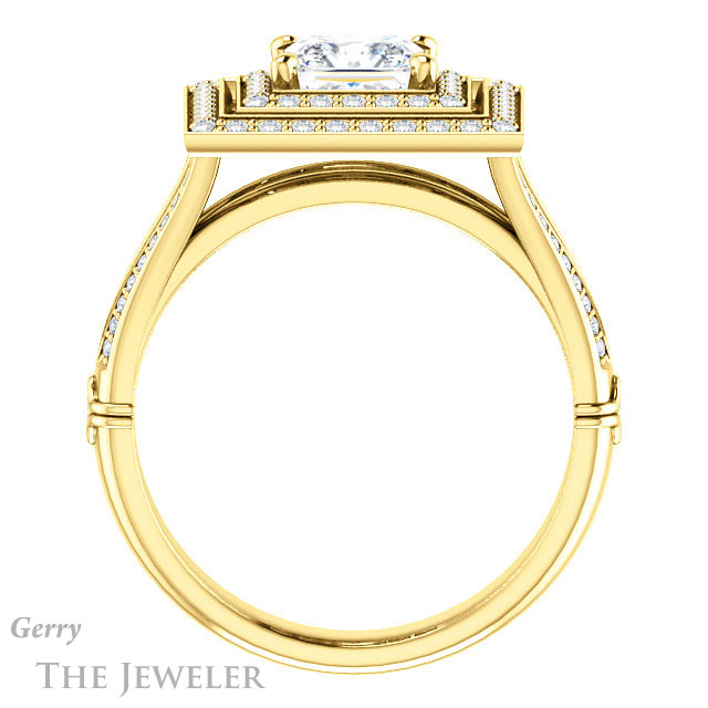 Princess Cut Forever One Moissanite Engagement Ring #GTJ1047-square-fo-y | Gerry The Jeweler Princess Cut Forever One Moissanite Engagement Ring #GTJ1047-square-fo-y