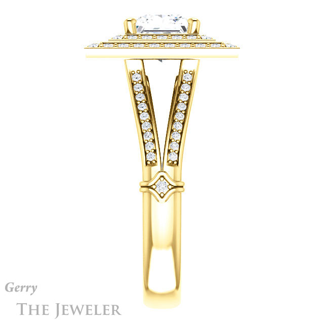 Princess Cut Forever One Moissanite Engagement Ring #GTJ1047-square-fo-y | Gerry The Jeweler Princess Cut Forever One Moissanite Engagement Ring #GTJ1047-square-fo-y