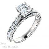 Cushion Cut Forever One Moissanite Engagement Ring #GTJ1049-cushion-fo-w