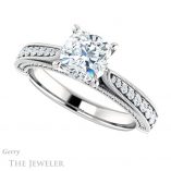 Cushion Cut Forever One Moissanite Engagement Ring #GTJ1049-cushion-fo-w