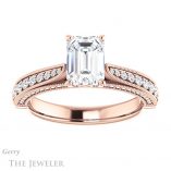 Emerald Cut Forever One Moissanite Engagement Ring #GTJ1049-emerald-fb-r 1 Emerald Cut Forever Brilliant Moissanite Engagement Ring #GTJ1049-emerald-fb-r