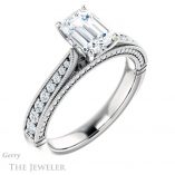 Emerald Cut Forever Brilliant Moissanite Engagement Ring #GTJ1049-emerald-fb-w