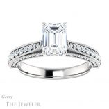 Emerald Cut Forever Brilliant Moissanite Engagement Ring #GTJ1049-emerald-fb-w