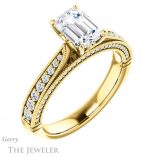 Emerald Cut Forever Brilliant Moissanite Engagement Ring #GTJ1049-emerald-fb-y