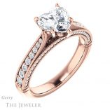 Heart Shaped Forever One Moissanite Engagement Ring #GTJ1049-heart-fb-r 4 Heart Shaped Forever Brilliant Moissanite Engagement Ring #GTJ1049-heart-fb-r