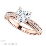 Heart Shaped Forever One Moissanite Engagement Ring #GTJ1049-heart-fb-r 5 Heart Shaped Forever Brilliant Moissanite Engagement Ring #GTJ1049-heart-fb-r