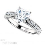 Heart Shaped Forever One Moissanite Engagement Ring #GTJ1049-heart-fb-w 5 Heart Shaped Forever Brilliant Moissanite Engagement Ring #GTJ1049-heart-fb-w