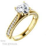 Heart Shaped Forever Brilliant Moissanite Engagement Ring #GTJ1049-heart-fb-y