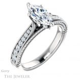 Marquise Cut Forever Brilliant Moissanite Engagement Ring #GTJ1049-marquise-fb-w