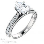 Oval Shaped Forever One Moissanite Engagement Ring #GTJ1049-oval-fo-w